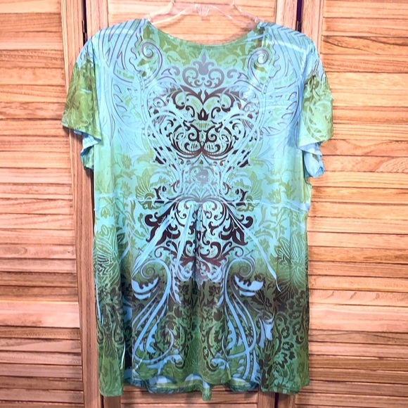 Unity Blouse Jewel Tones Boho Sleeves V Neck Beadwork 3x - Picture 7 of 9